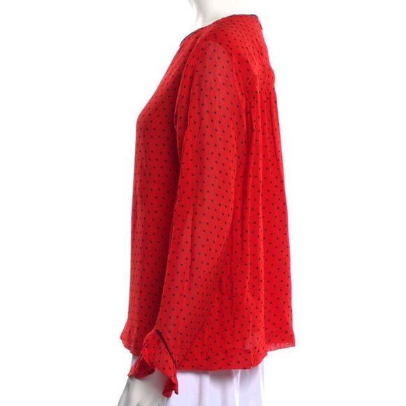 Ganni Pleated Georgette Polka Dot Plissé Blouse 38 - Picture 2 of 13